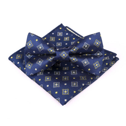 Men's Bow Tie With Flowers Gentleman's Formal Floral Vintage Jacquard Bow Tie Set