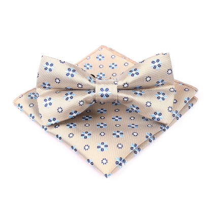 Men's Bow Tie With Flowers Gentleman's Formal Floral Vintage Jacquard Bow Tie Set