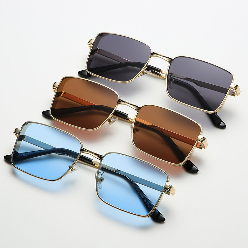 New Retro Square Metal Sunglasses Europe And The United States Trend Beach Men And Women Sunglasses Sunglasses