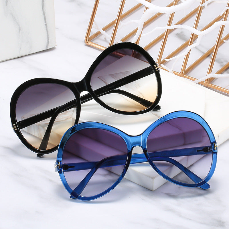 New Personality Sunglasses Fashion Big Frame Toad Glasses Trendy T-Shaped Sunglasses Women