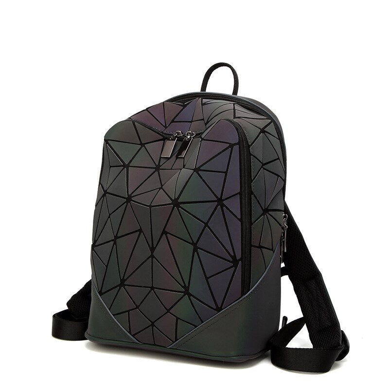 Luminous Irregular Triangle Sequin Backpack for Women Fashionable Rucksack Female Backbag Korean