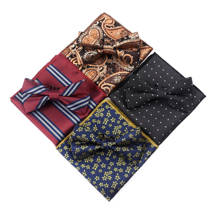 Men's Bow Tie With Flowers Gentleman's Formal Floral Vintage Jacquard Bow Tie Set