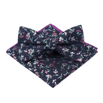 Men's Bow Tie With Flowers Gentleman's Formal Floral Vintage Jacquard Bow Tie Set