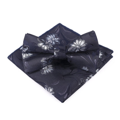 Men's Bow Tie With Flowers Gentleman's Formal Floral Vintage Jacquard Bow Tie Set