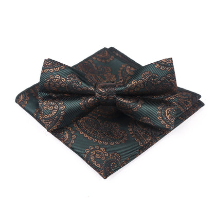 Men's Bow Tie With Flowers Gentleman's Formal Floral Vintage Jacquard Bow Tie Set