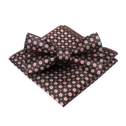 Men's Bow Tie With Flowers Gentleman's Formal Floral Vintage Jacquard Bow Tie Set