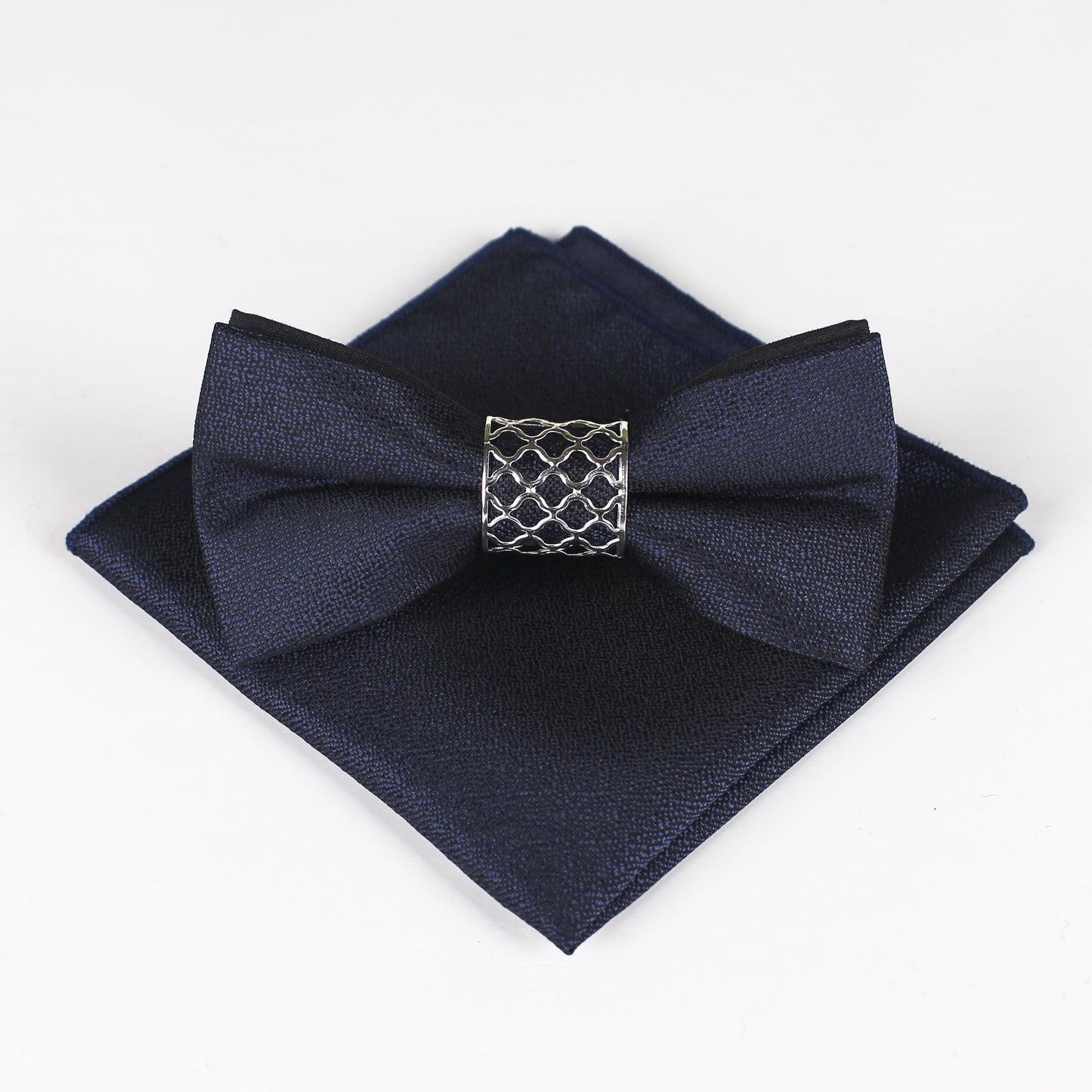 Bow Tie Men's Formal Accessory Set Metal Core Spun Polyester Silk Matte Bow Tie Pocket Square