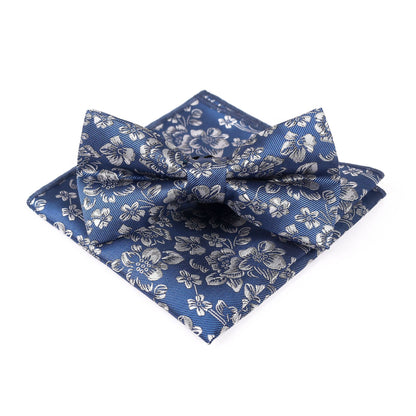 Men's Bow Tie With Flowers Gentleman's Formal Floral Vintage Jacquard Bow Tie Set