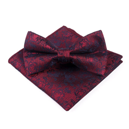 Men's Bow Tie With Flowers Gentleman's Formal Floral Vintage Jacquard Bow Tie Set