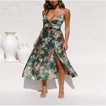 Women's bow beach backless dress