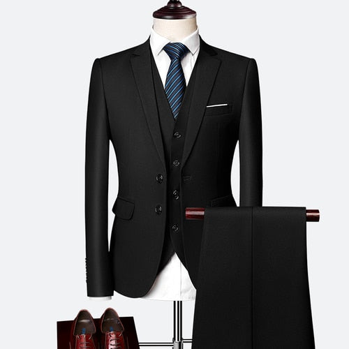 Wedding Prom Suit Green Slim Fit Tuxedo Men Formal Business Work Wear Suits 3Pcs Set (Jacket+Pants+Vest)