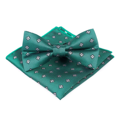 Men's Bow Tie With Flowers Gentleman's Formal Floral Vintage Jacquard Bow Tie Set