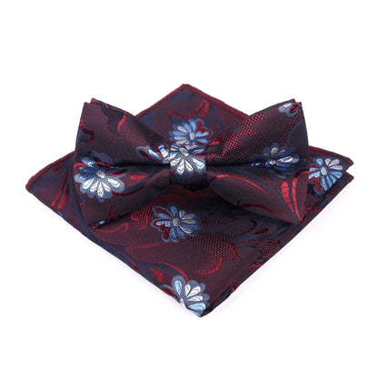 Men's Bow Tie With Flowers Gentleman's Formal Floral Vintage Jacquard Bow Tie Set