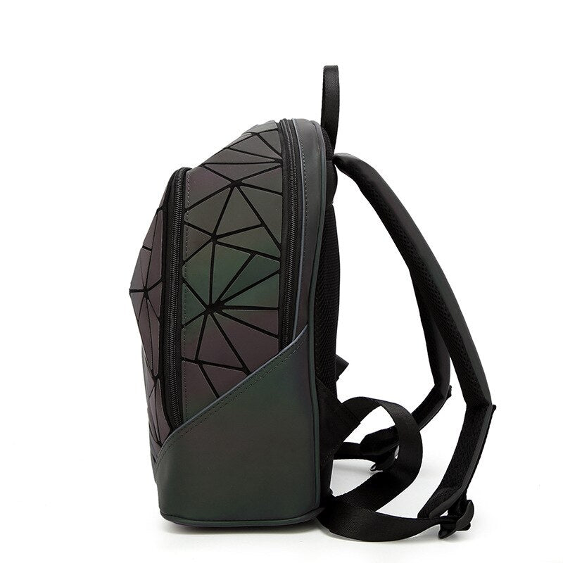 Luminous Irregular Triangle Sequin Backpack for Women Fashionable Rucksack Female Backbag Korean