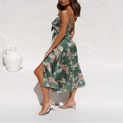 Women's bow beach backless dress