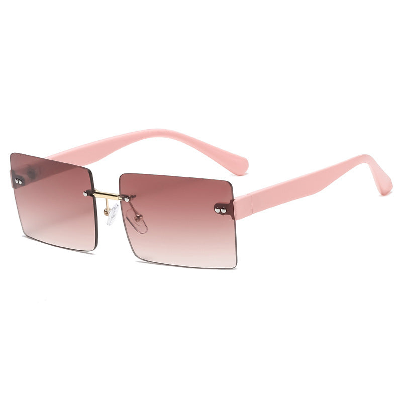 New Fashion Square Sunglasses Men And Women Rice Nail Frameless Sunglasses Gradient Color Street Shooting Glasses