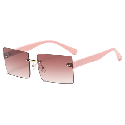 New Fashion Square Sunglasses Men And Women Rice Nail Frameless Sunglasses Gradient Color Street Shooting Glasses