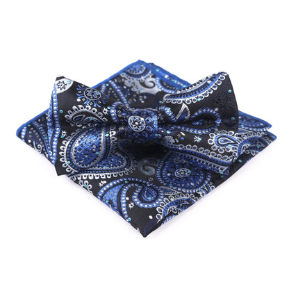 Men's Bow Tie With Flowers Gentleman's Formal Floral Vintage Jacquard Bow Tie Set