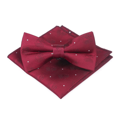 Men's Bow Tie With Flowers Gentleman's Formal Floral Vintage Jacquard Bow Tie Set