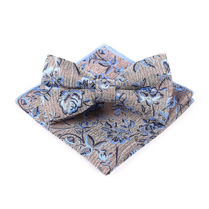 Men's Bow Tie With Flowers Gentleman's Formal Floral Vintage Jacquard Bow Tie Set