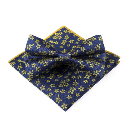 Men's Bow Tie With Flowers Gentleman's Formal Floral Vintage Jacquard Bow Tie Set