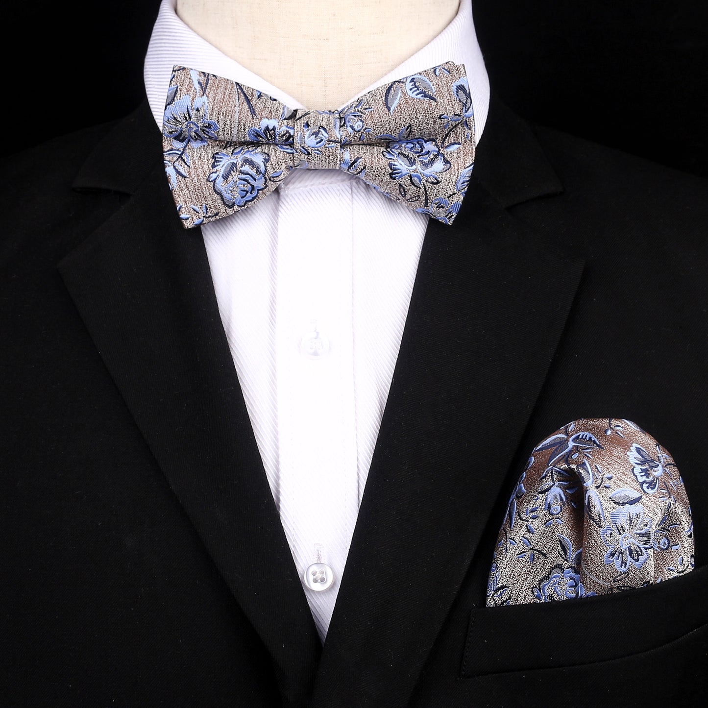 Men's Bow Tie With Flowers Gentleman's Formal Floral Vintage Jacquard Bow Tie Set