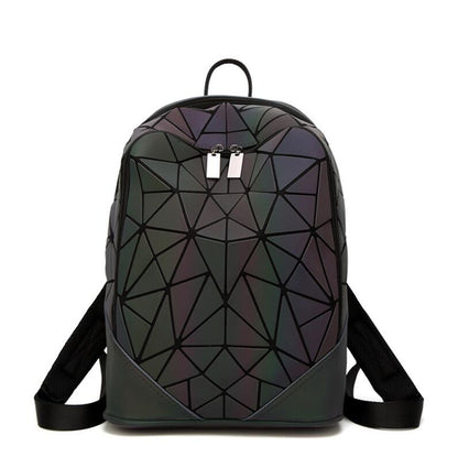 Luminous Irregular Triangle Sequin Backpack for Women Fashionable Rucksack Female Backbag Korean