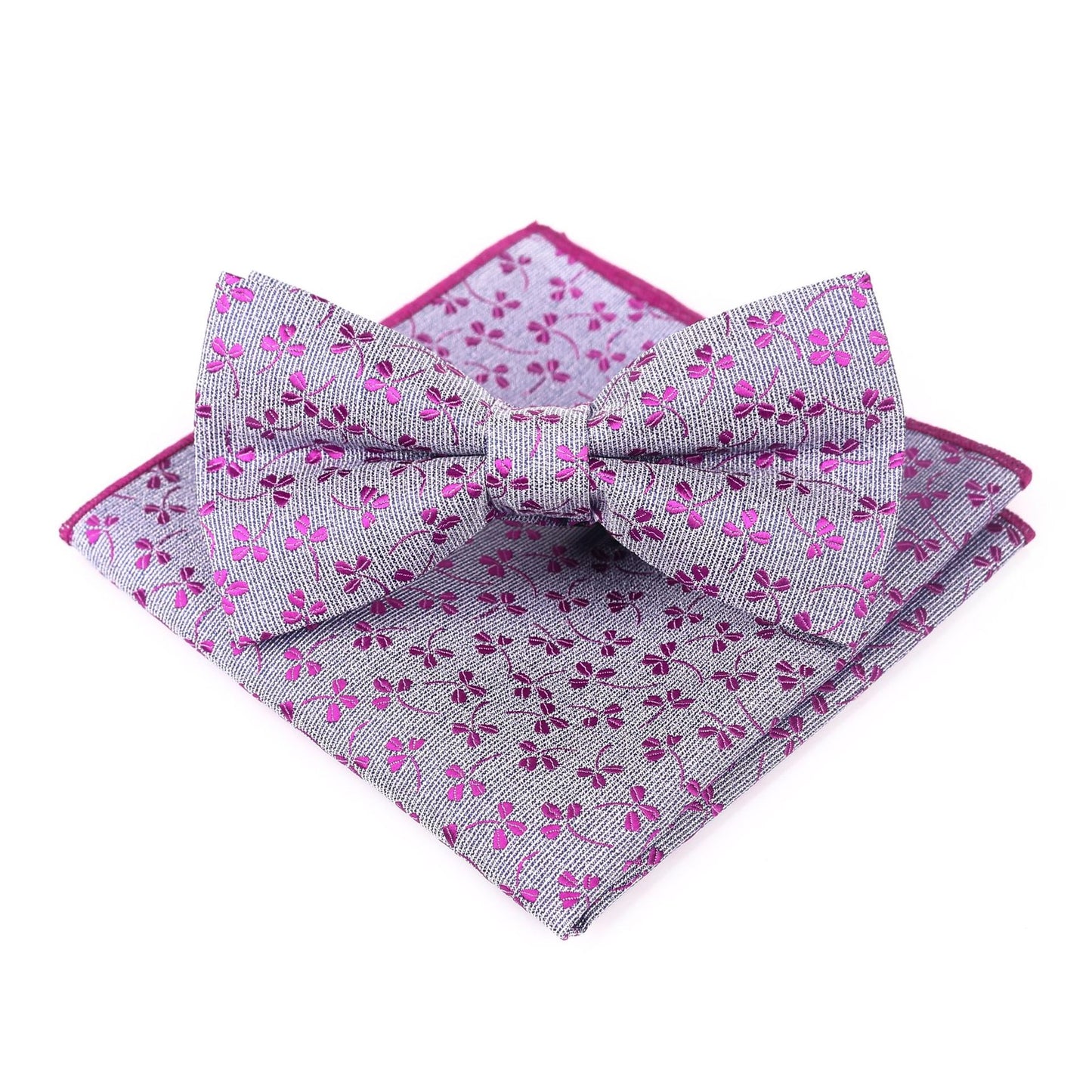 Men's Bow Tie With Flowers Gentleman's Formal Floral Vintage Jacquard Bow Tie Set